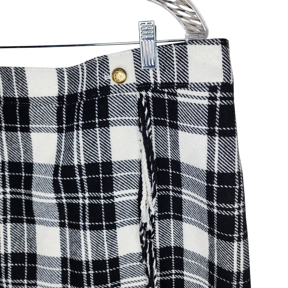 Talbots‎ Womens Ice Plaid Fringe A-Line Skirt Black White Wool Blend Size 18 - Picture 4 of 9